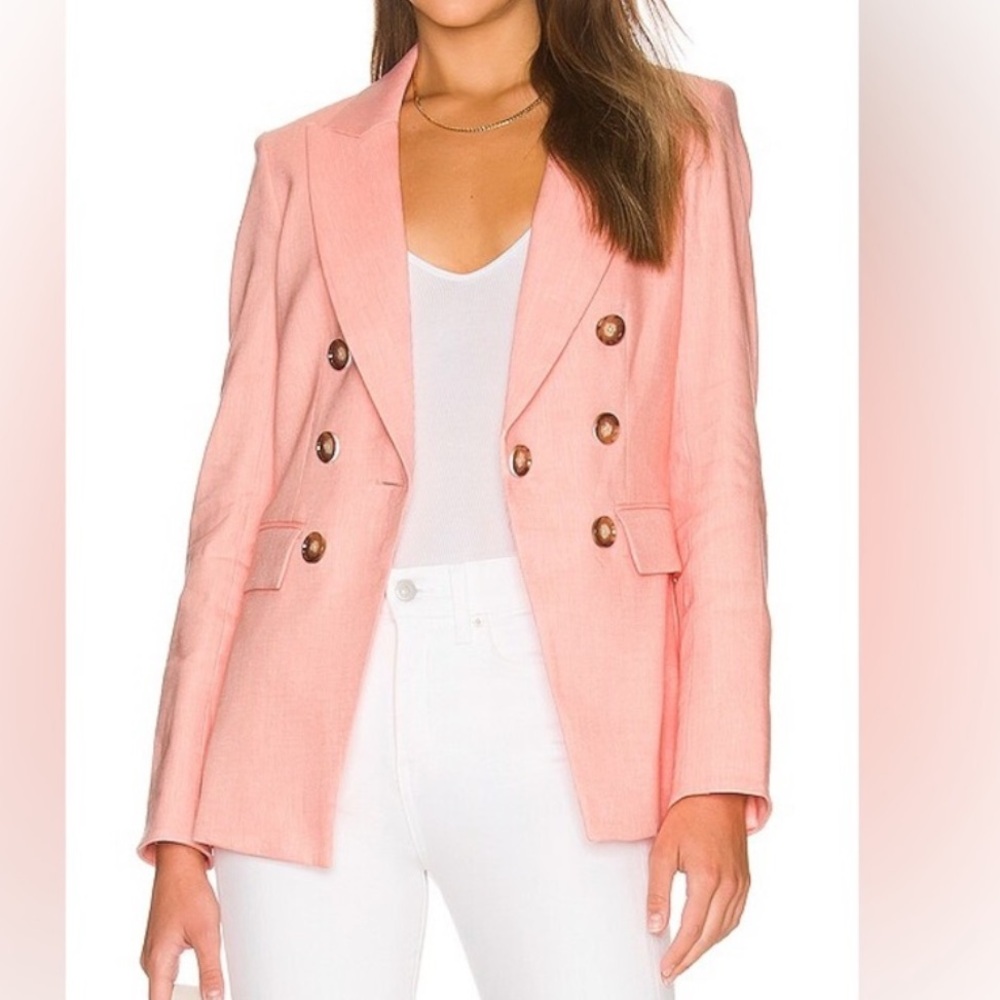 NWT Veronica Beard Gaya Dickey Jacket Blazer Heathered Bright Coral Linen